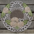thumbnail image 2 of Embroidered Gold Daisy on Brown Doily (15" Round), 2 of 6