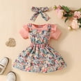 thumbnail image 2 of KPOPLK Baby Girl Clothes Short Sleeve Romper Suspender Skirt Overall Dress Cute Baby Girl Summer Outfit(S#-Pink,3-6 Months), 2 of 9