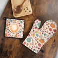 thumbnail image 5 of Fall Leaves Pumpkin Kitchen Oven Mitt and Pot Holder Sets 2 Pcs for Baking, Cooking and Grilling, Heat Resistant Up To 392 °F, 5 of 7