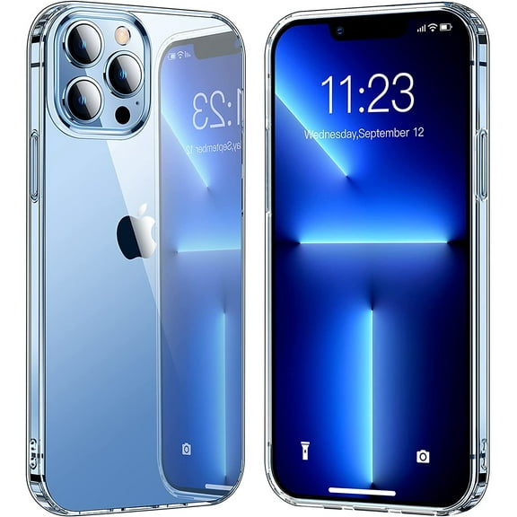 For Apple iPhone 13 Pro Max (6.7") Hybrid HD Crystal Clear Hard PC Back Gummy TPU Frame Slim Thin Fit with Chromed Buttons Cover ,Xpm Phone Case [Transparent]