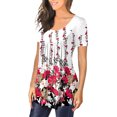 thumbnail image 1 of Gibobby Blusas De Mujer Camisetas informales de verano para mujer, camisetas de manga corta con estampado de botones tipo túnica（Rojo， M), 1 of 5