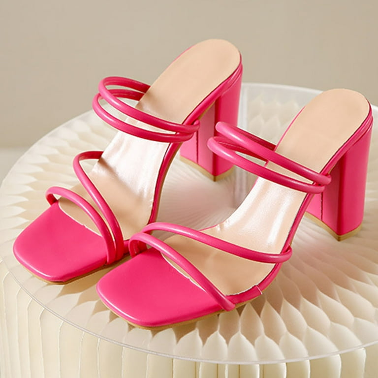 Viluyesy Women's Block Heels Sandals, High Heeled Slip-On Square