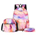 thumbnail image 1 of AMERTEER 3Pcs Tie-Dye Backpack for Student Bookbag Set with Lunch Box Pencil Case(Purple), 1 of 4
