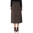 thumbnail image 3 of INSPIRE CHIC Corduroy Midi Skirt for Women's Elastic High Waist Pockets Casual A Line Skirt XS Deep Coffee, 3 of 6