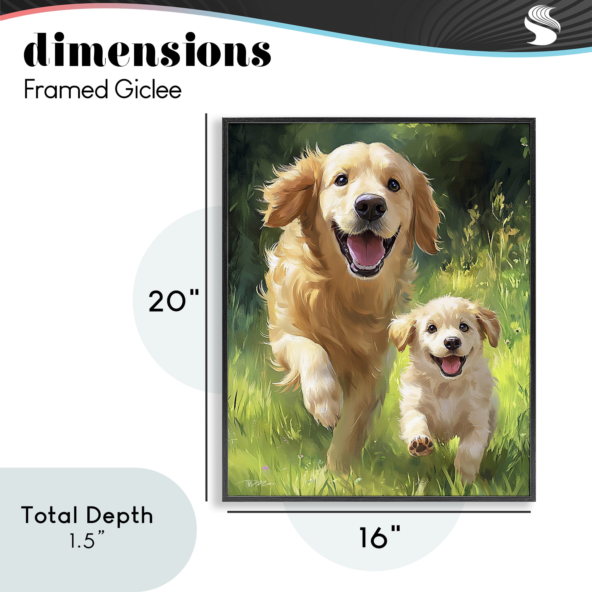 Father & Son Labrador Black Framed Giclee Art, design by Momart