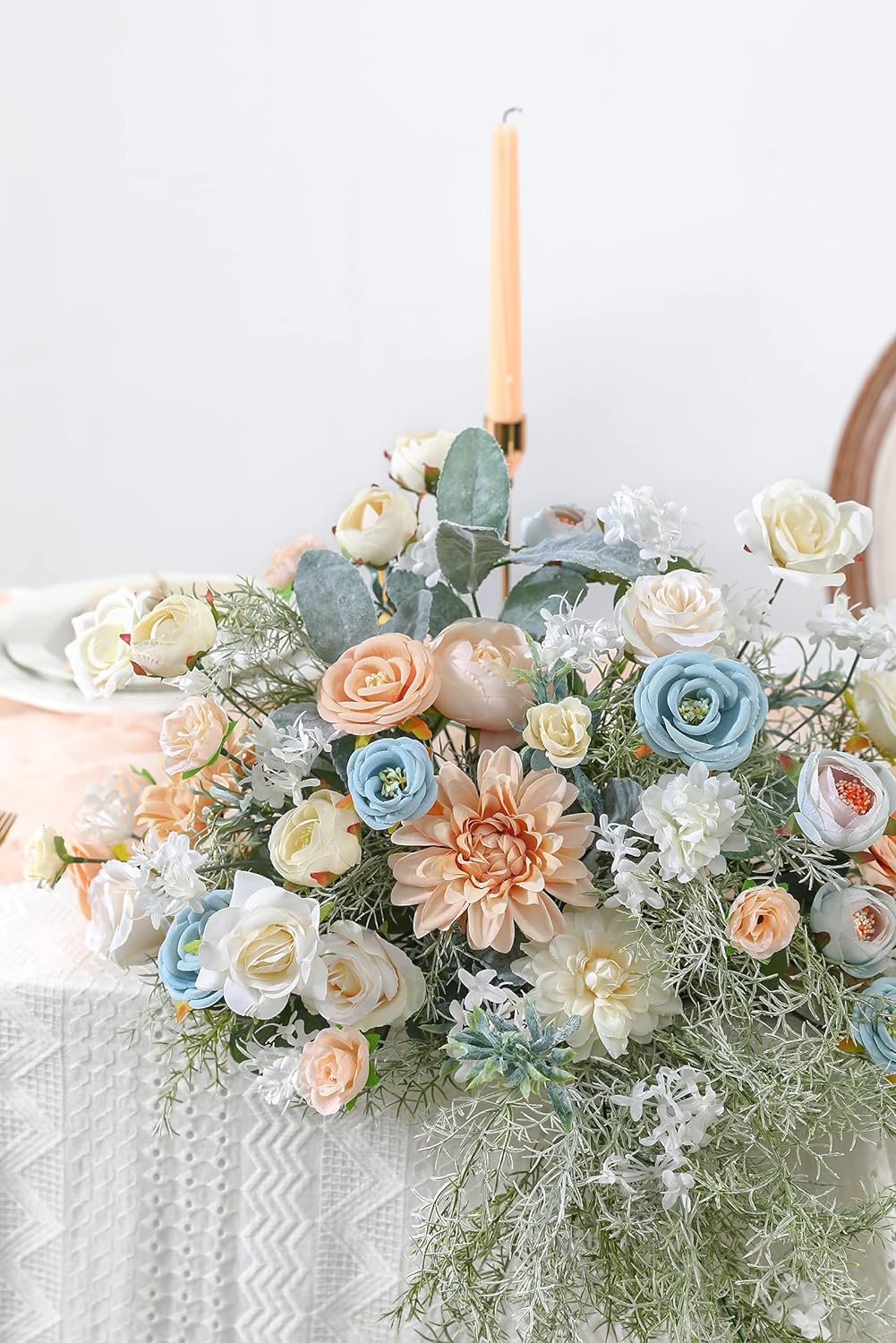 Artificial Flowers Combo Box Set Fake Flowers Bulk for DIY Wedding Bridal Bouquets Faux Roses Floral Arrangements with Stems for Party Table Centerpieces Spring Home Indoor Outdoor Decoration
