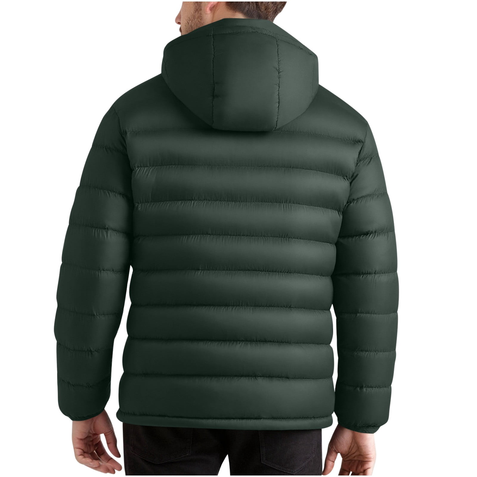 BiZtdJrK Quilted Puffer Jackets Men Zip Up Long Sleeve Casual Hoodie Jacket Warm Winter Coats with Pockets Army Green XXL