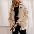 thumbnail image 6 of Women's Fleece Jacket, Oversized Zip Up Winter Coat, Soft Plush Outerwear, High Collar Warm Jacket, Casual Winter Coat, Fall Fashion Jacket, Pocket Detail Coat Beige L, 6 of 6