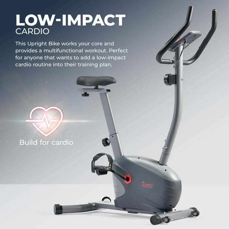 Sunny Health Fitness Upright Indoor Cycling Bike Performance Interactive Series w Smart Bluetooth FREE SunnyFit App SF B220030