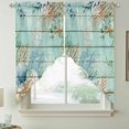 thumbnail image 2 of Teal Beach Coastal Swag Curtains for Kitchen/Bedroom/Living Room, Summer Nautical Coral Shell Botanical Vintage Scalloped Curtains 63 Inch Long, Window Swag Topper Curtains Valances 2 Panels 36"x63", 2 of 8
