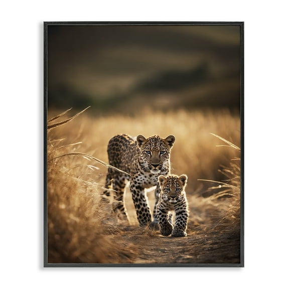 Stupell Industries Cheetah & Cub in Nature Animals Photography Black Framed Art Print Wall Art, 11 x 14