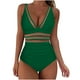 thumbnail image 2 of Conjunto de bikini liso sin mangas para mujer, traje de baño push-up acolchado, ropa de playa, traje de baño de poliéster, 2 of 4