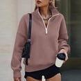 thumbnail image 7 of Domzest Womens Quarter Zip Pullover Long Sleeve Oversized Fleece Sweatshirts Trendy Collared Pullover Tops Daily Outfits Coffee S, 7 of 7