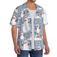 thumbnail image 2 of Fotbe Happy Snowmen Snowfall Camisa Estampada de Manga Corta para Hombre, Casual de Verano, Estilo Playero, Sin Arrugas-3X-Large, 2 of 5