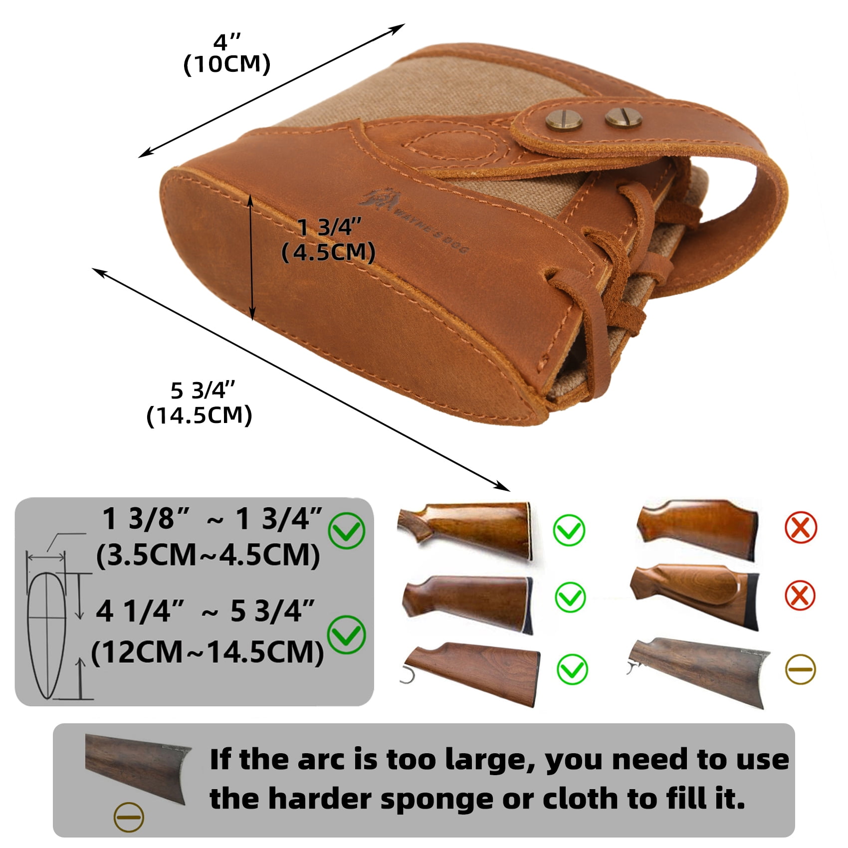 WAYNE'S DOG Vintage Canvas Leather Rifle Recoil Pad Buttstock with Gun Shoulder Sling Strap
