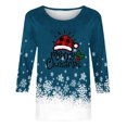 thumbnail image 4 of Funicet Blouses pour Femmes Mode, Blouses pour Femmes, T-Shirt Imprimé de Noël Manches 3/4 Col Rond Décontracté, Blouses pour Femmes Mode, T-Shirts pour Femmes, 4 of 5