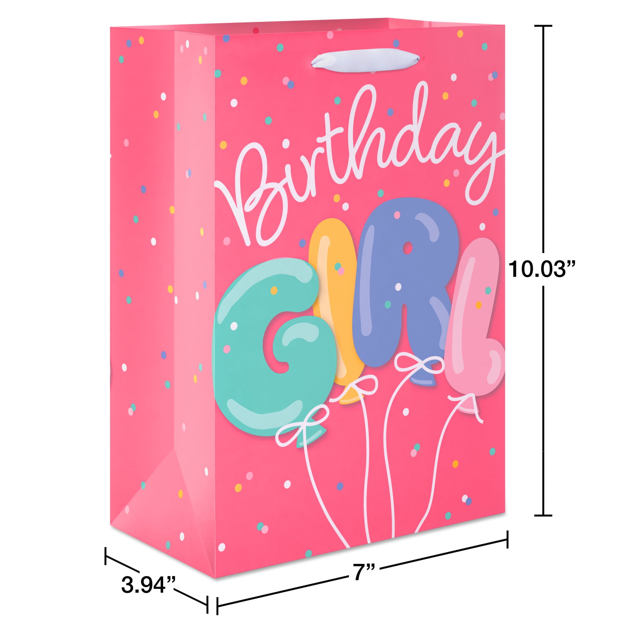 American Greetings 10 in. Medium Pink Birthday Gift Bag for Girl, Pink Balloons (1-Count)