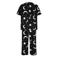 thumbnail image 4 of felwors PrinStory Women's Pajama Set Short Sleeve Shirt and Capri Pants Sleepwear Pjs Sets with Pockets Black, XL, 4 of 5