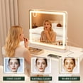thumbnail image 5 of LED Makeup Mirror with Lights, Vanity Mirror with 3-Color Dimmable Lighting & Smart Touch Control, Tabletop Lighted Mirror with Memory Function, HD Tempered Glass for Bedroom and Dressing Room, 5 of 9