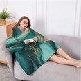 thumbnail image 5 of Oversized Wearable Blanket Hoodie,Teal and Gold Marble Golden Splashes Pattern Sherpa Blanket Hoodie with Super Pockets,Super Warm Fuzzy Pullover for Women & Men, 5 of 6