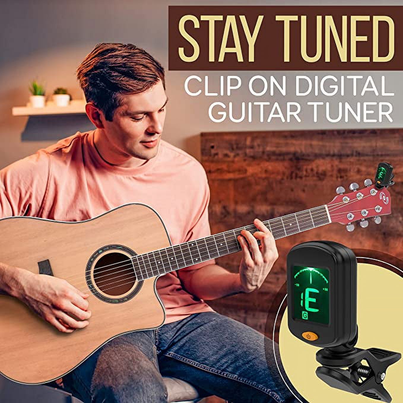 Pyle Full Size Acoustic Guitar Kit, Steel String, Dreadnought Cutaway, with Capo 41” Natural Matte