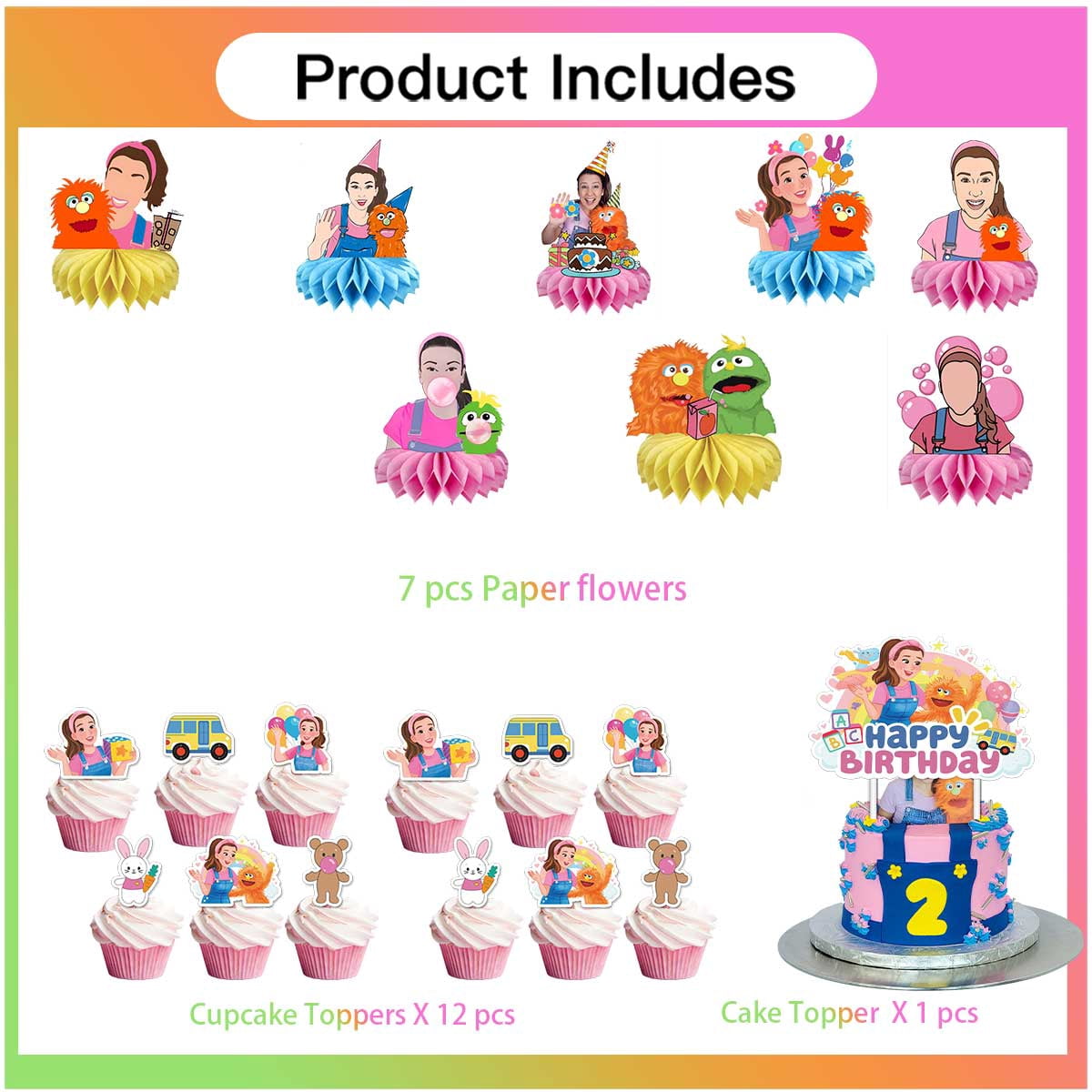 Ms Rachel Party Supplies Table Toppers Honeycomb Centerpieces Cake Toppers Decorations for Birthday