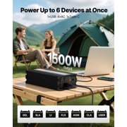 VEVOR 1500W Pure Sine Power Inverter, 12VDC to 120VAC, Remote Control, USB & Type-C Ports, 4 AC Outlets, Fast-charging for RV, Truck Outdoor Camping