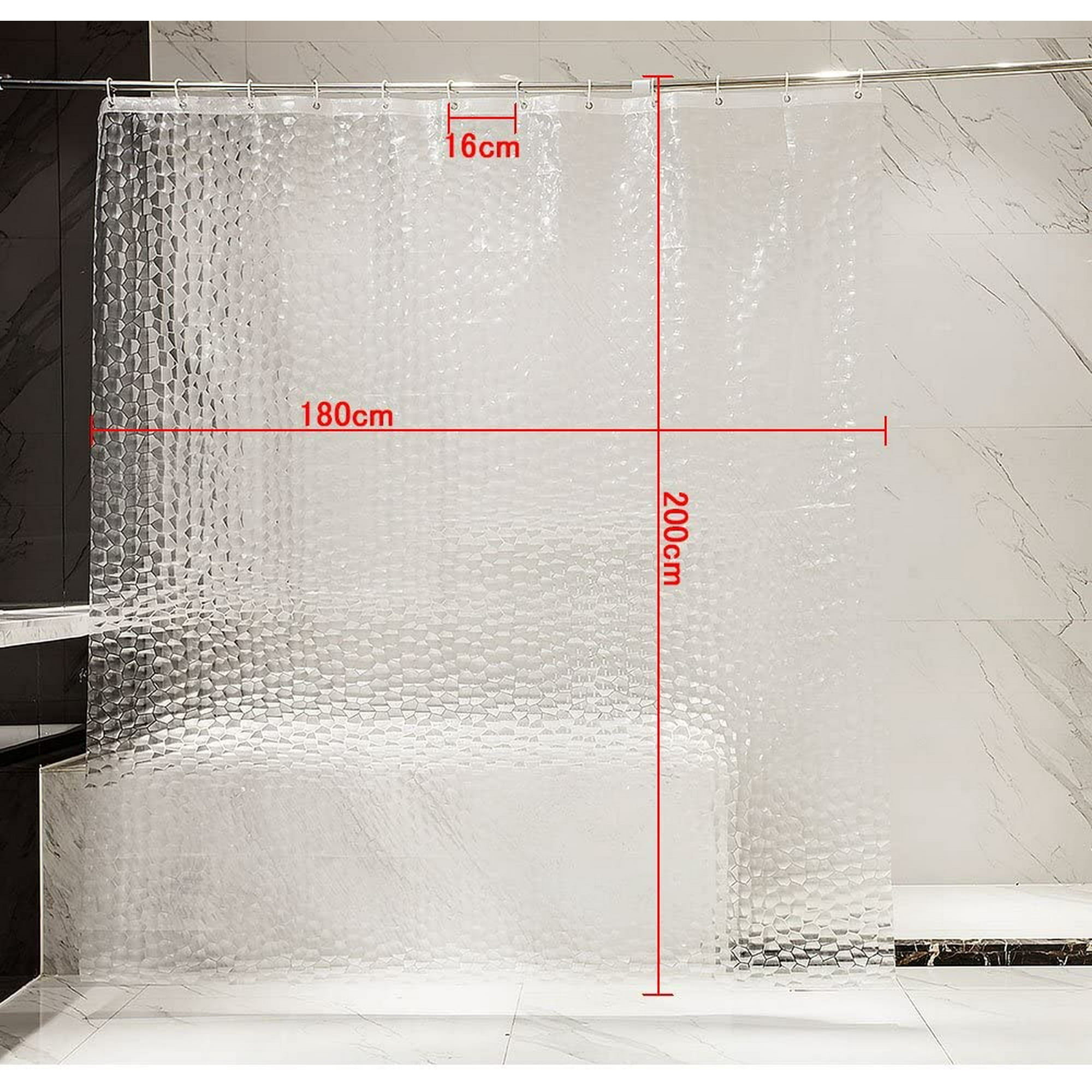 Rideau de Douche Anti Moisissure 220 * 180cm 3D Semi Transparent