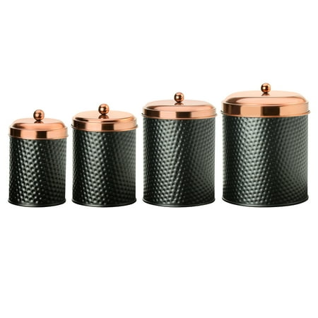 Ashby Copper Black Metal Canister Assorted Set of 4 Ashby Copper Black Metal Canister Assorted Set of 4