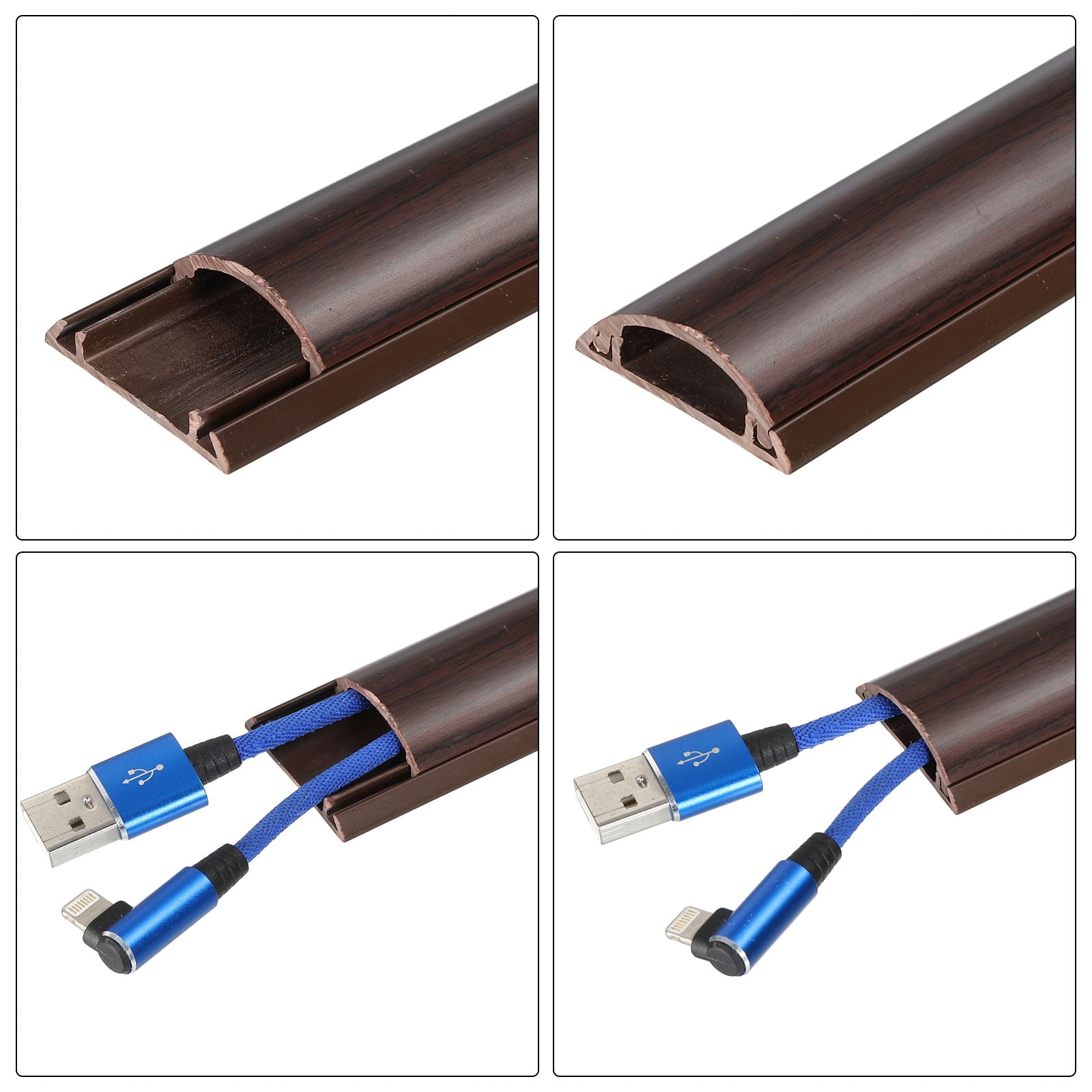 Unique Bargains Wall Cable Raceway Cord Cover Cord Hider Channel Self-Adhesive for TV Wire Black Brown 39"x1.2"x0.4"