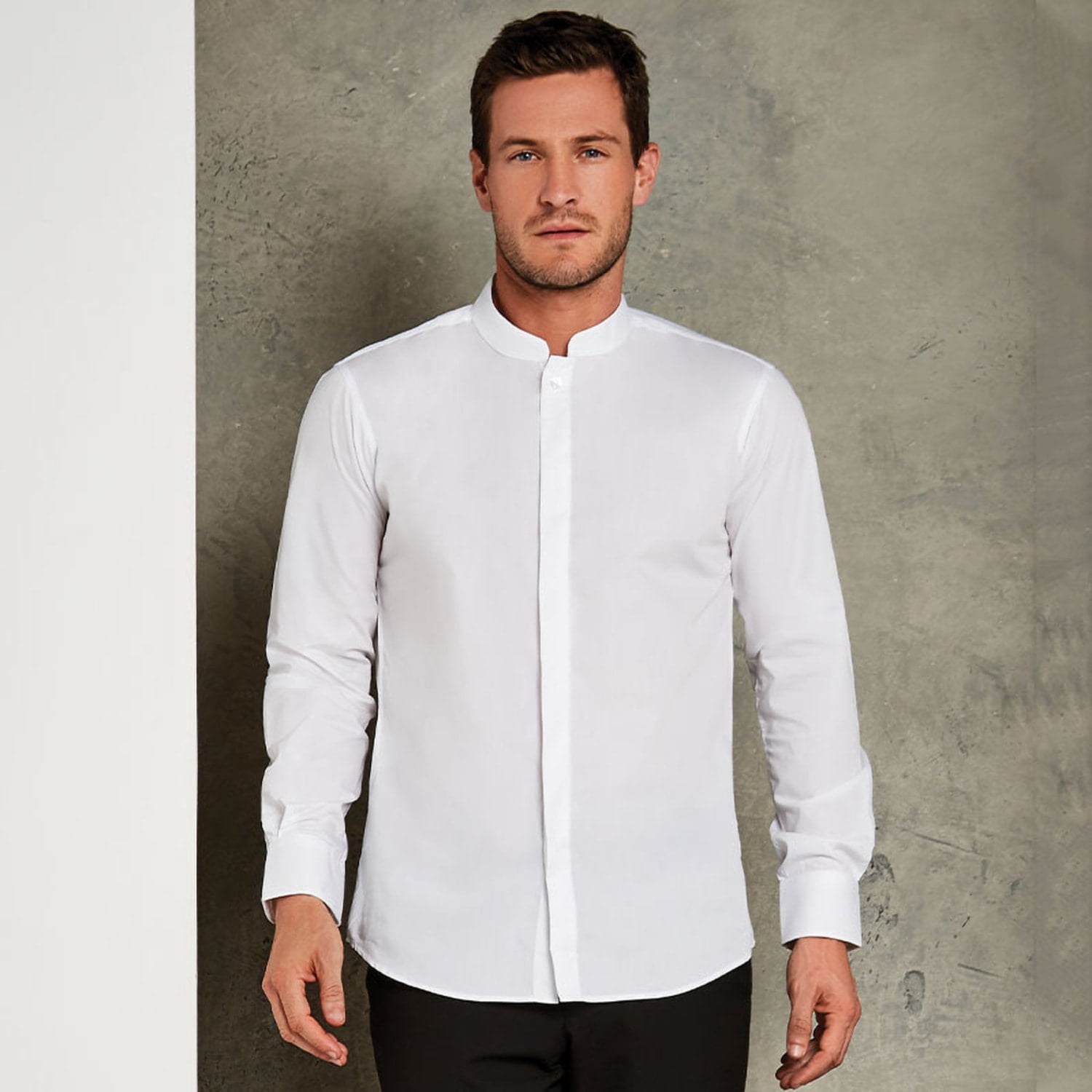 Kustom Kit Mens Mandarin Collar Fitted Long Sleeve Corporate Shirt Walmart