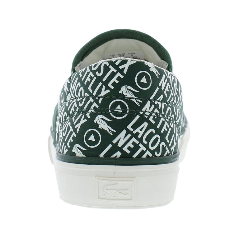 Lacoste Men’s slip on canvas shoe. Jump serve slip, white, off white, green. Lacoste Jump Serve Slip On PS Boys Shoes Size 11, Color  main image 3