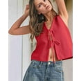 thumbnail image 4 of Gilet Sans Manches d'Été pour Femme en Tricot Crochet à Nouer devant Rouge P, 4 of 9