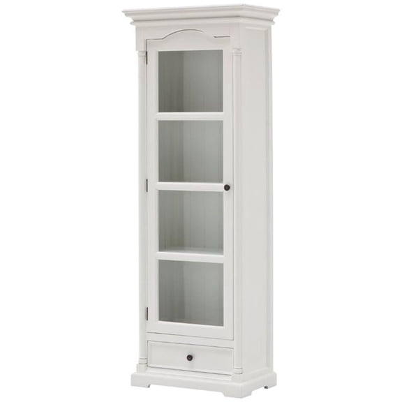 Beaumont Lane Modern Solid Mahogany Wood Curio Cabinet in Pure White, Assembled