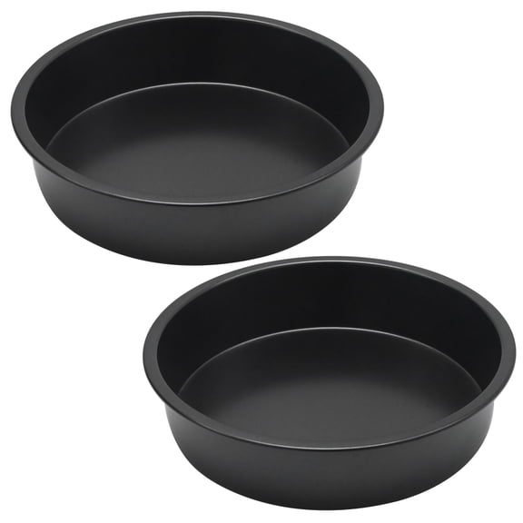 8 Inch Round Nonstick Cake Pans for Home Baking, 2 Pcs Heavy-Duty Baking Molds with Wider Grips, Dishwasher Safe Black Coated Bakeware for Kitchen