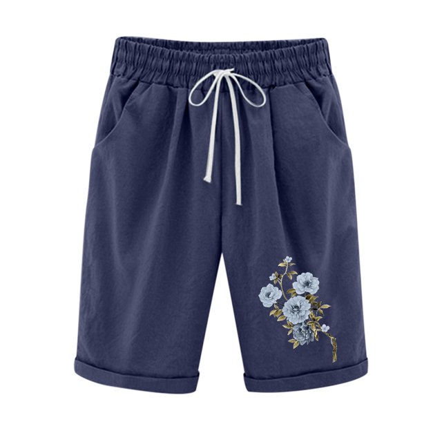 Birdeem Shorts Imprimés pour Femmes Taille Élastique pour Décontracté avec Poches