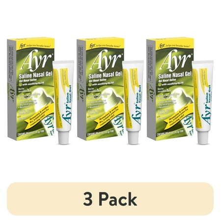 (3 pack) Ayr Saline Nasal Gel with Soothing Aloe, For Dry Noses, 0.5 oz