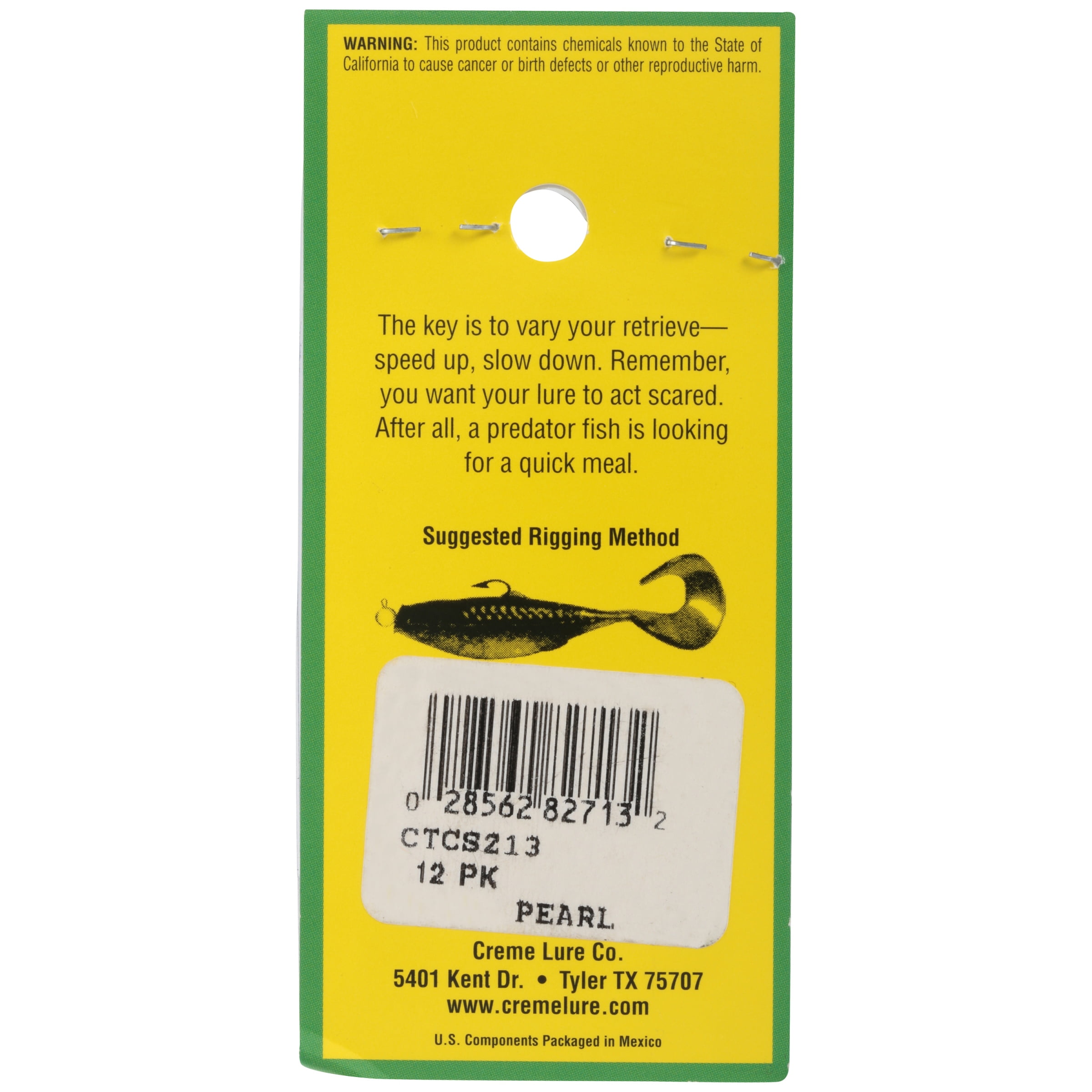 Creme 2" Curl Tail Shad Lure, Pearl, 12 Pack