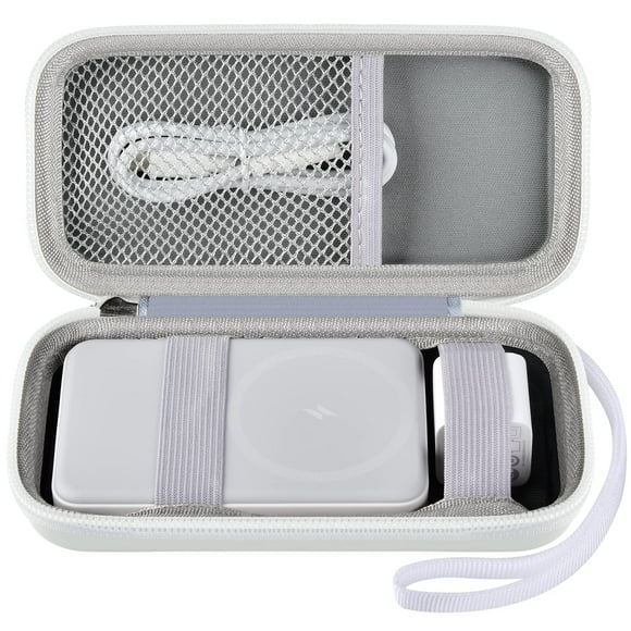 Funda para batería magnética Anker, cargador portátil inalámbrico plegable de 10.000 mAh, batería externa de 5000 mAh (MagGo), color blanco