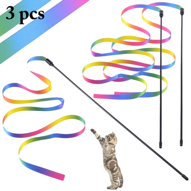 3 Pcs Jouet Taquine-Chat Baguette Taquine-Chat en Plastique Polyvalente Jouet Interactif pour Chat