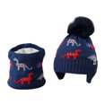thumbnail image 5 of Toddler Hat and Glove Set Unisex Toddler Winter Warm Knitted Cap and Lined Neck Warmer Printed Soft Cold Weather Gear for Boys and Girls Navy 2 Years-6 Years, 5 of 5