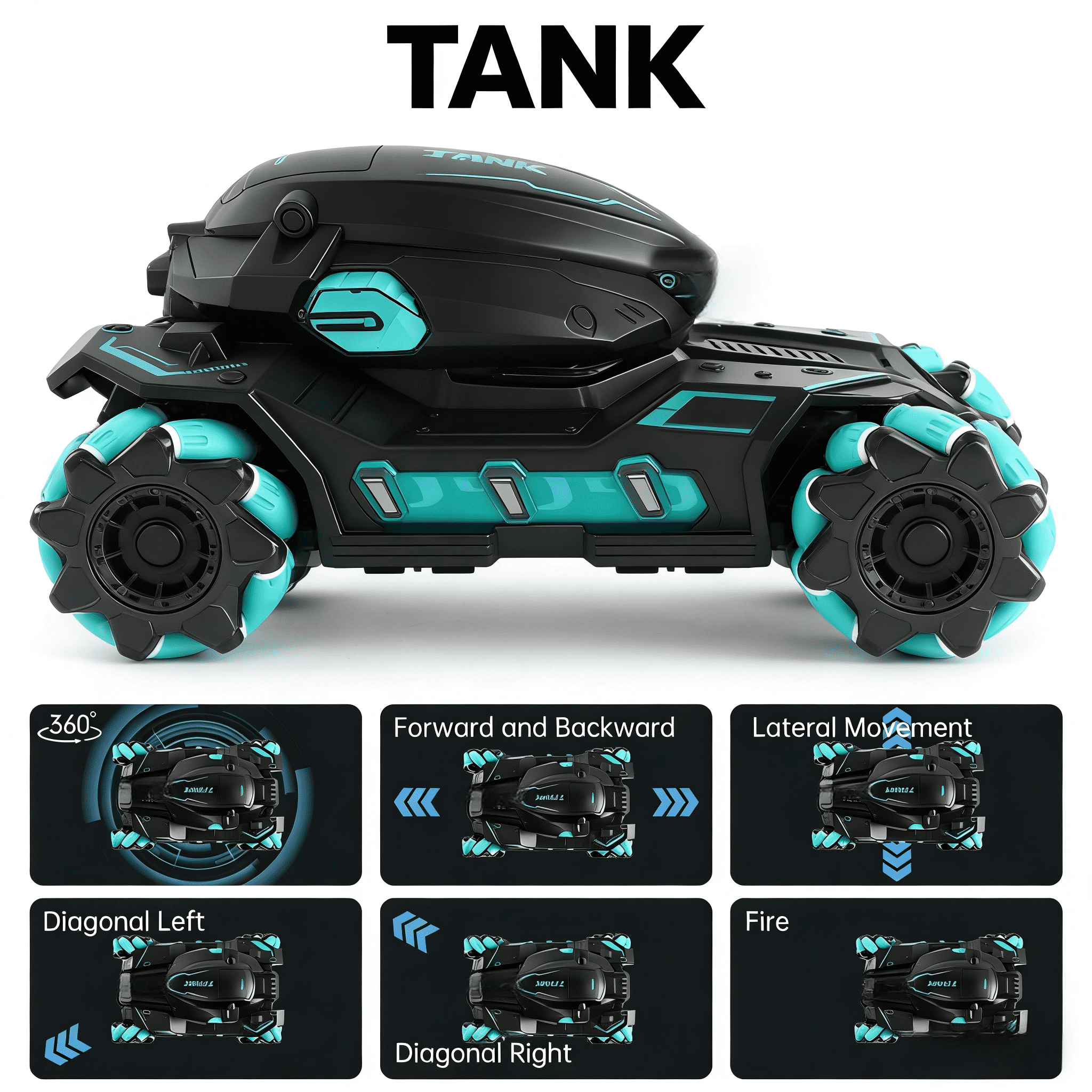 Tyethy RC Cars for Boys Gesture Sensing Remote Control Car RC Stunt Car Tank Toy with Lights Music for Kids Ages 5+, Blue