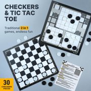 Queensell Large Checkers Board Game & 3Tic Tac Toe Game for Kids and Adults