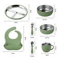 thumbnail image 3 of Premium 7-Piece Silicone & Stainless Steel Kids Dinnerware Set | Feeding Set (Green), 3 of 4