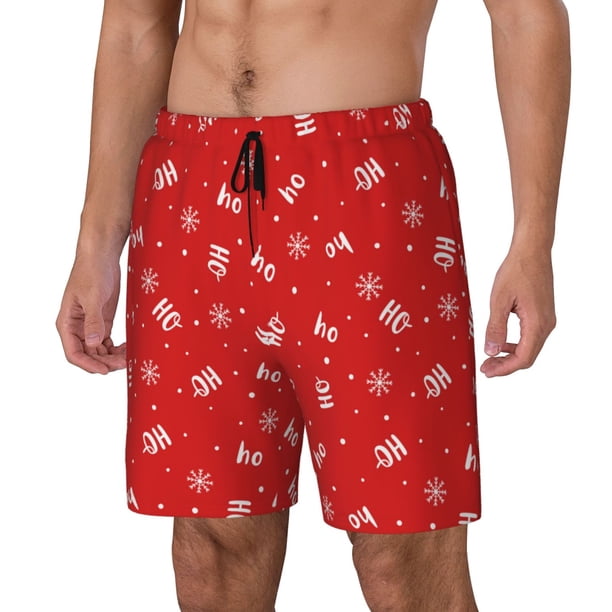 Balery Christmas Bañador para hombre, shorts de playa de secado rápido con entrepierna y forro de compresión-Small