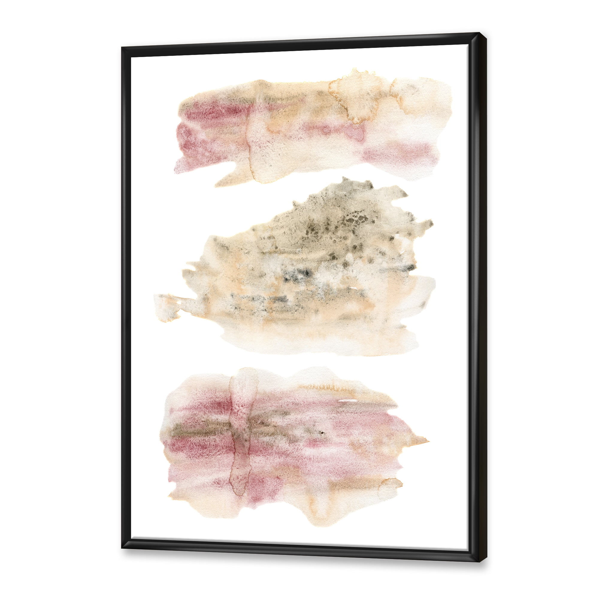 Designart 'Pink and Golden Abstract Clouds' Modern Framed Canvas Wall Art Print