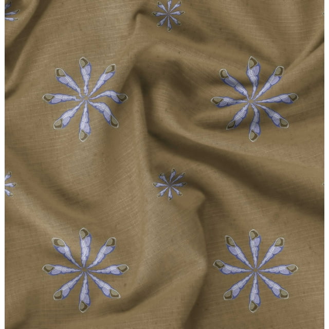 Soimoi Brown polyester Crepe Fabric Shells Ocean Fabric Prints By Yard 52 Inch Wide