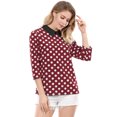 thumbnail image 2 of Allegra K Disfraz de Halloween para mujer Polka Dots Contraste Peter Pan Collar Top 3/4 Mangas Blusa Camisa Rojo S, 2 of 6