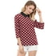 thumbnail image 2 of Allegra K Disfraz de Halloween para mujer Polka Dots Contraste Peter Pan Collar Top 3/4 Mangas Blusa Camisa Rojo S, 2 of 6