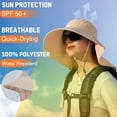 thumbnail image 3 of KANCOKIT Women Ponytail Sun Hat with Neck Flap, Wide Brim Beach Cap for Fishing Hiking Camping, Beige, 3 of 6